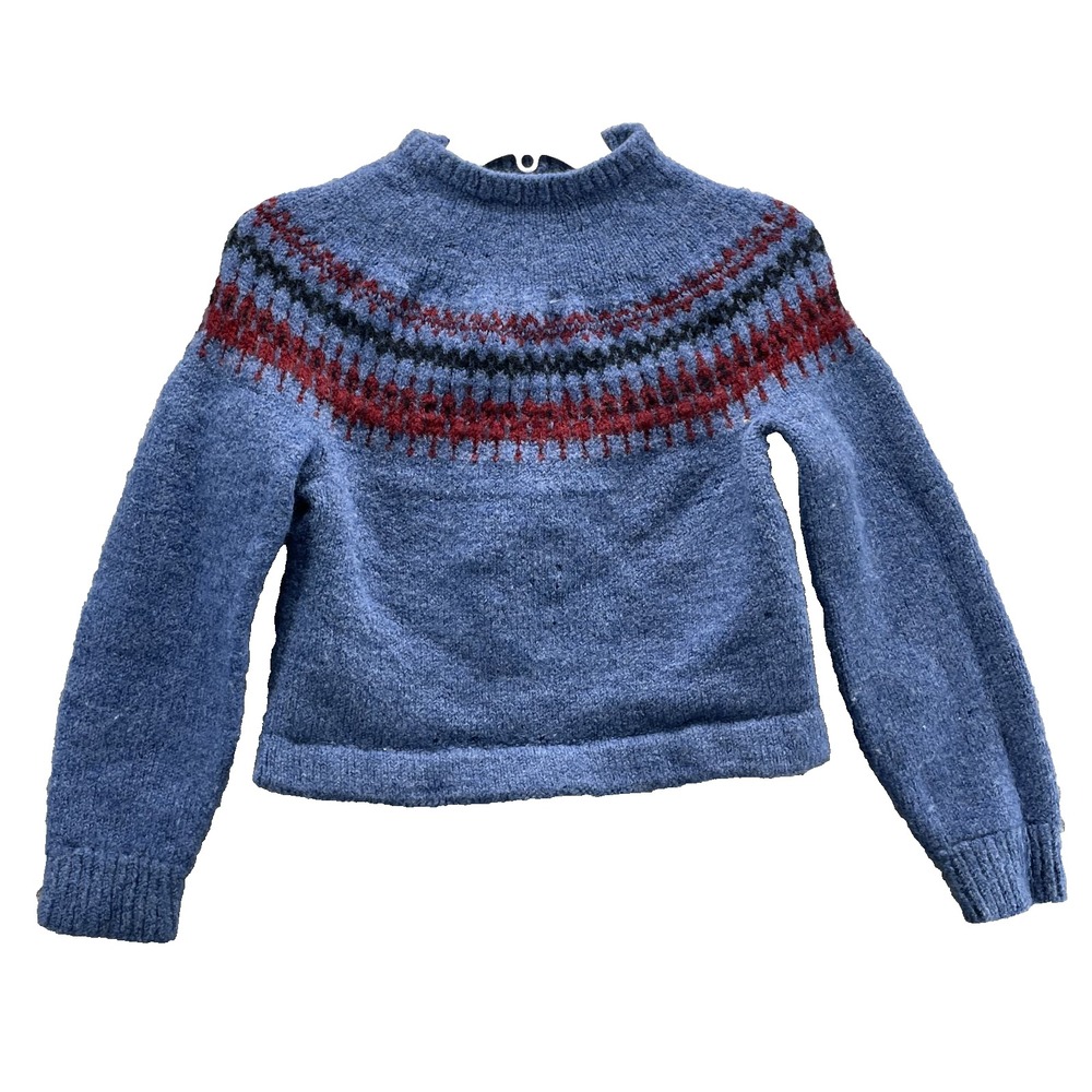 Artesanal Wool Nordic Sweater Women's XS Boxy Cropped Cabin Winter 90's Gorpcore